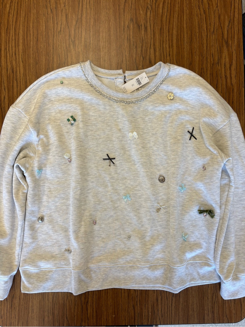 Anthropologie. Maeve. Heather Gray Charm Pullover Sweatshirt XL